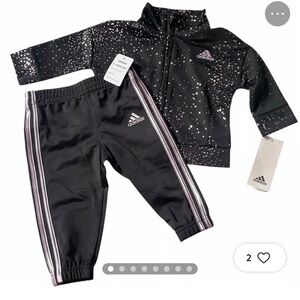 Baby girl Adidas Pink Glitter Tracksuit Set Size 12 months